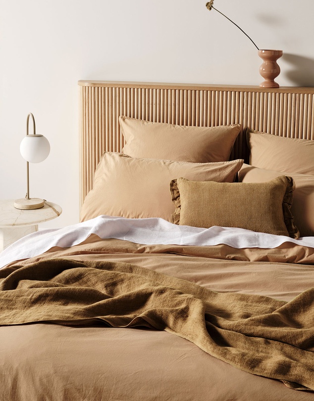 Aura Home - Evie Stonewash Organic Cotton Quilt Cover in Pecan
