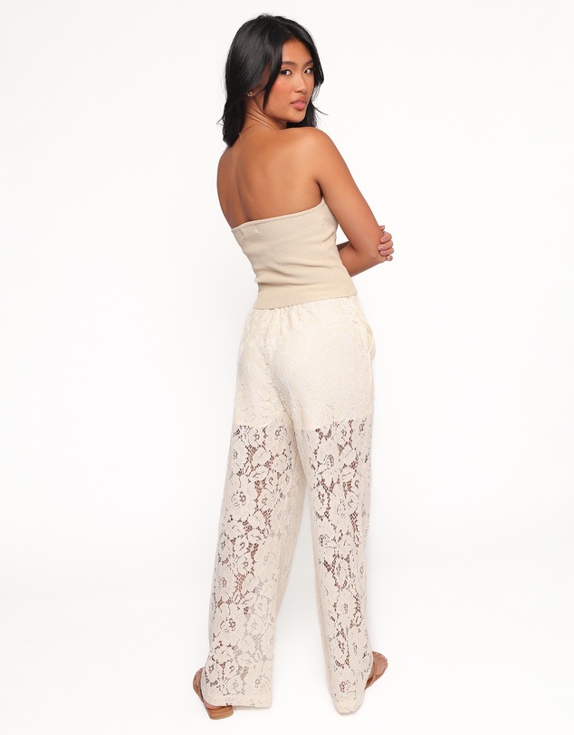 Petal & Pup - Sabina Lace Wide Leg Pant - Cream