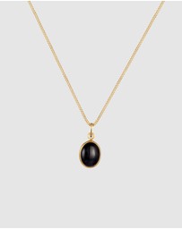 Elli Jewelry - Necklace Onyx 925 Sterling Silver Gold-Plated