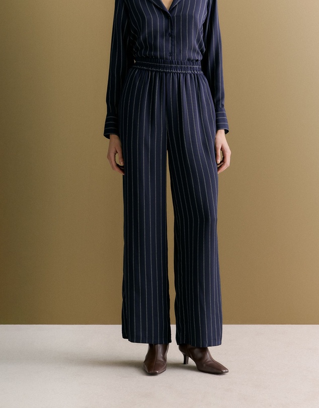 Trenery - Rope Stripe Pull On Pant in Navy