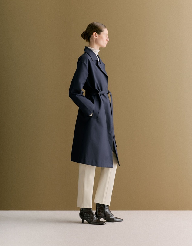 Trenery - Double Cloth Eyelet Detail Trench in Navy