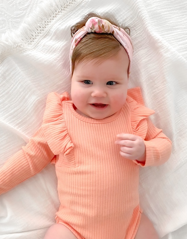 WITH LOVE FOR KIDS - Shimmy Wide Ribbed Long Sleeve Onesie - Babies
