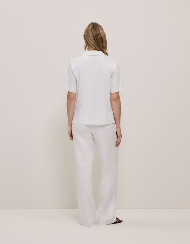 Trenery - Modal Cotton Collared T-shirt in White