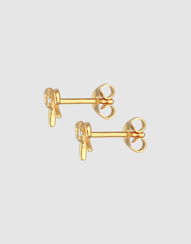 Elli Jewelry - Zirconia Bow Stud Earrings in Gold-Plated 925 Silver