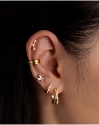 Wanderlust + Co - Twist Pave 14K Gold Vermeil 12mm Huggie Earrings