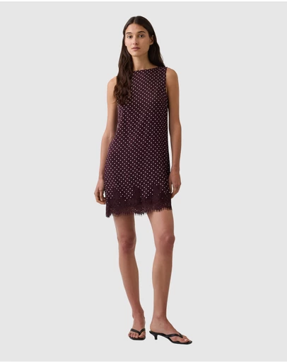 GAP - Sleeveless Shift Lace Hem Dress