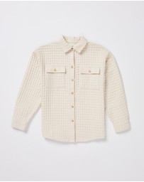 Subtitled - Teen Girls Waffle Long Sleeve Shirt