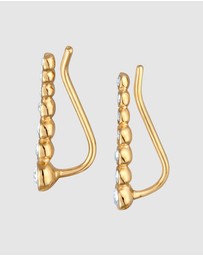 Elli Jewelry - Earrings Earclimber Sparkling Crystals in 925 Sterling Silver Gold Plated