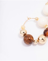 Lovisa - Gold Chunky Neutral Beaded Hoop Earrings