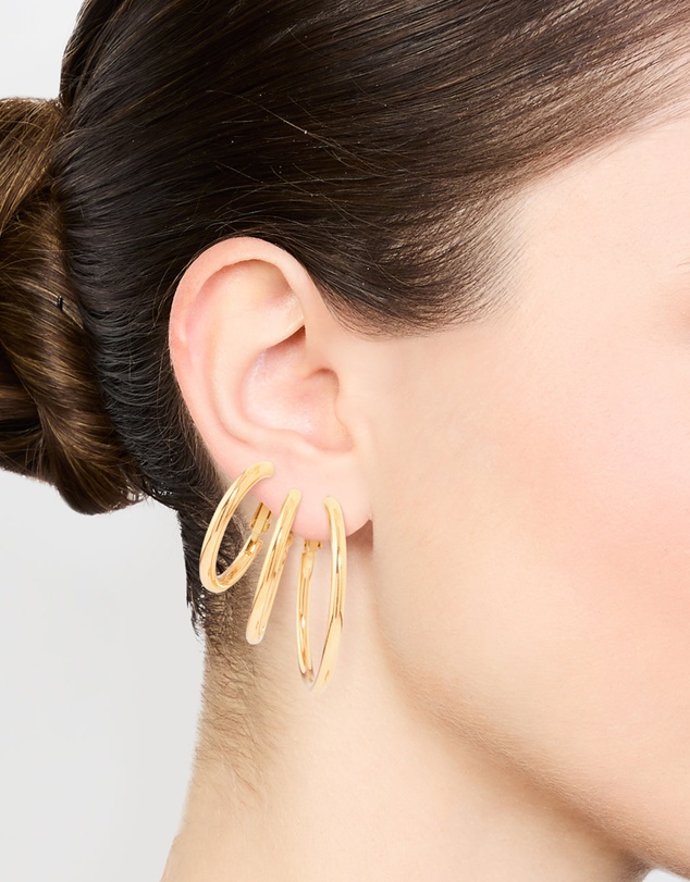 Lovisa - Waterproof Gold Plated Stainless Steel Large Basic Hoop Earrings 3-Pack