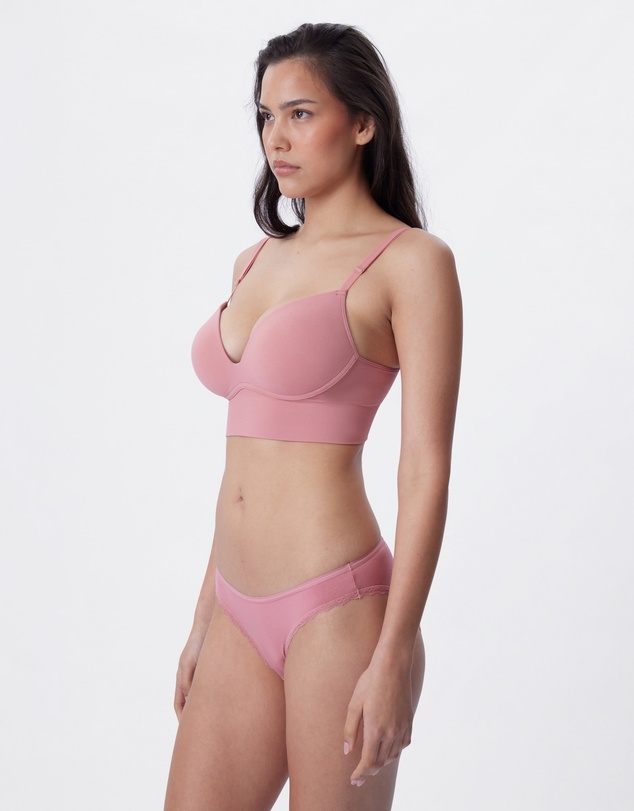 Bras N Things - Base Layers Longline Push Up Wirefree Bra - Rose