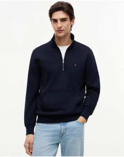 Tommy Hilfiger - Flag Embroidery Terry Quarter-Zip Jumper