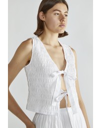 Glamorous - Smocked tie front vest top
