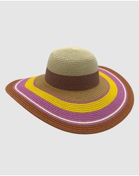 Jacaru - Jacaru 1764 Wide Brim Colour Stripes Hat