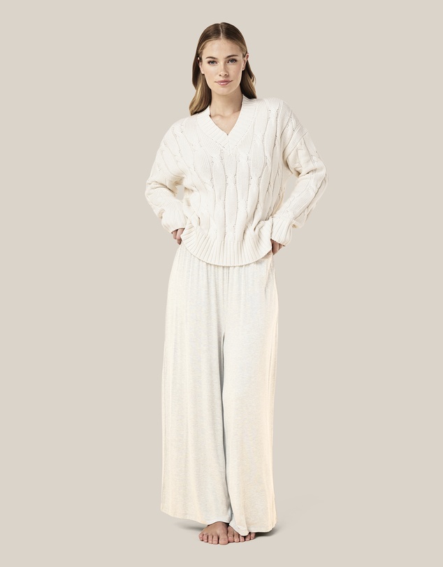 Papinelle - Cotton Cashmere Cable V-Neck Jumper