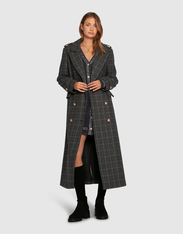 Belle & Bloom - Command Wool Blend Double Breast Maxi Coat