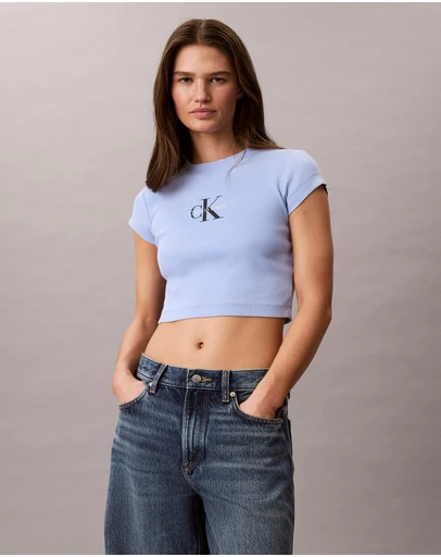 Calvin Klein Jeans - Monologo Rib Acid Wash Baby Tee
