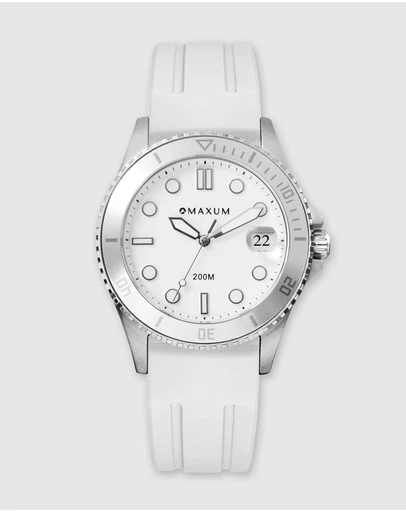 Maxum - Liberty White Dial With White Silicone Strap & Silver Tone Case