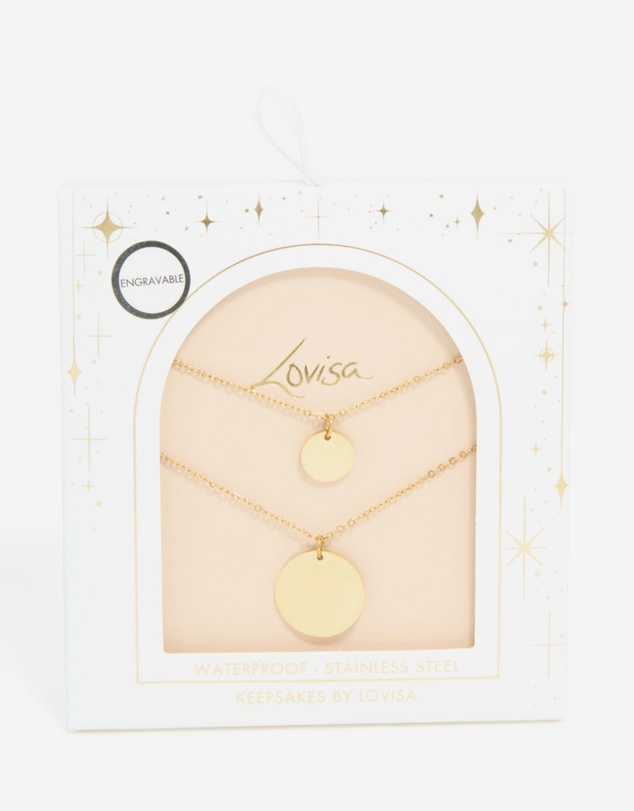 Lovisa - Waterproof Gold Plated Stainless Steel Disc Layered Necklace