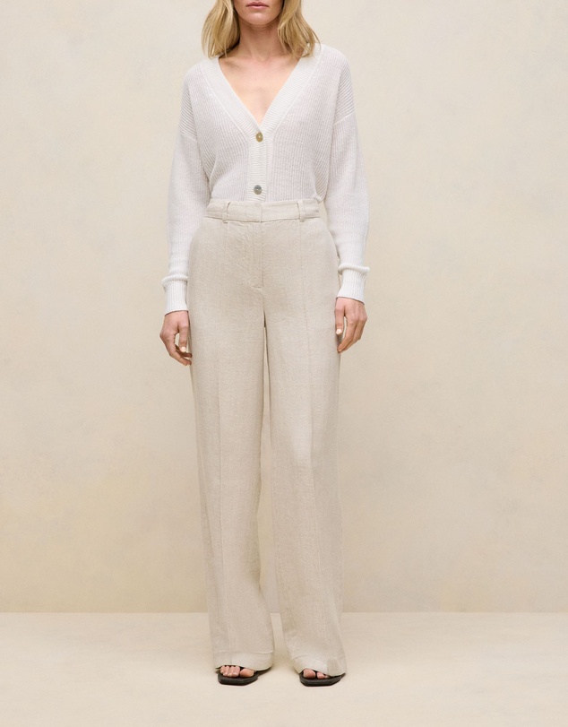 Trenery - Yarn Dyed Linen Pintucked Pant in Flax