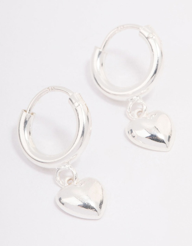 Lovisa - Sterling Silver Chubby Heart Hoop Earrings