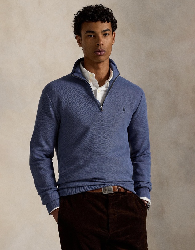 Polo Ralph Lauren - Mesh-Knit Cotton Quarter-Zip Sweater