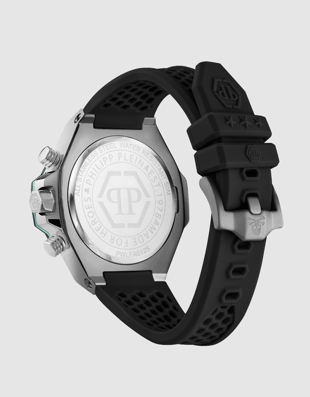 Philipp Plein - Plein Chrono Royal 46mm Gun Dial with Black Silicone Strap