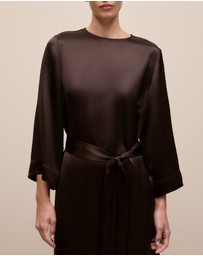 Trenery - Satin Belted Column Dress in Coffee Bean