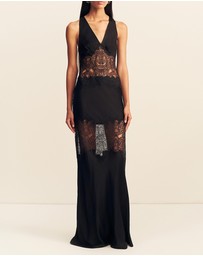 Shona Joy - Jamila Plunged Lace Panelled Maxi Dress