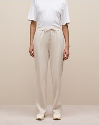 Trenery - Ponte Pintucked Wide Leg Pant in Stone