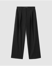 M.N.G - Wide-Leg Mid-Rise Pleated Trousers