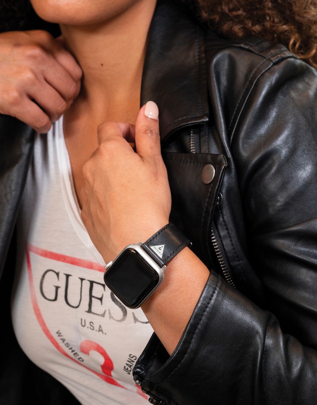 GUESS - Guess Apple Band - Triangle Plaque Black Leather 38/40/41mm