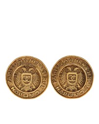 Pre-Loved by Azura Reborn - Pre-Loved Gold Plated Rue Cambon Crest Clip On Earrings