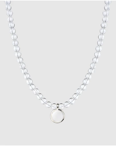 Elli Jewelry - Rock Crystal Beaded Disc Necklace in 925 Silver