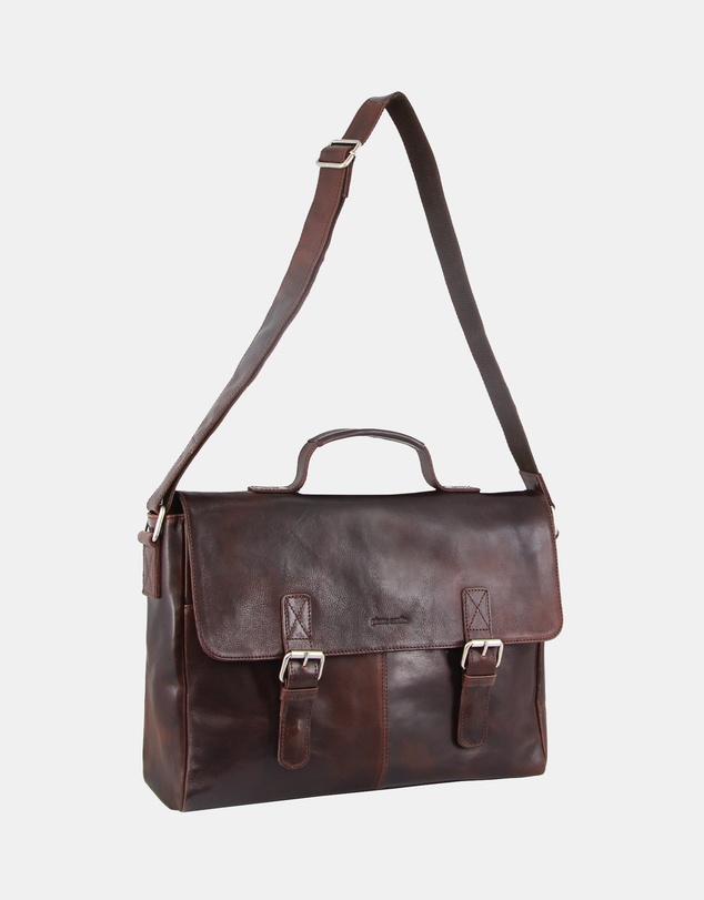 Pierre Cardin - Pierre Cardin Rustic Leather Computer Bag