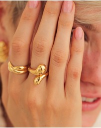 Elli Jewelry - Ring Gold-plated 925 Sterling Silver Ring - Resizable, Perfect for Party & New Year's Eve