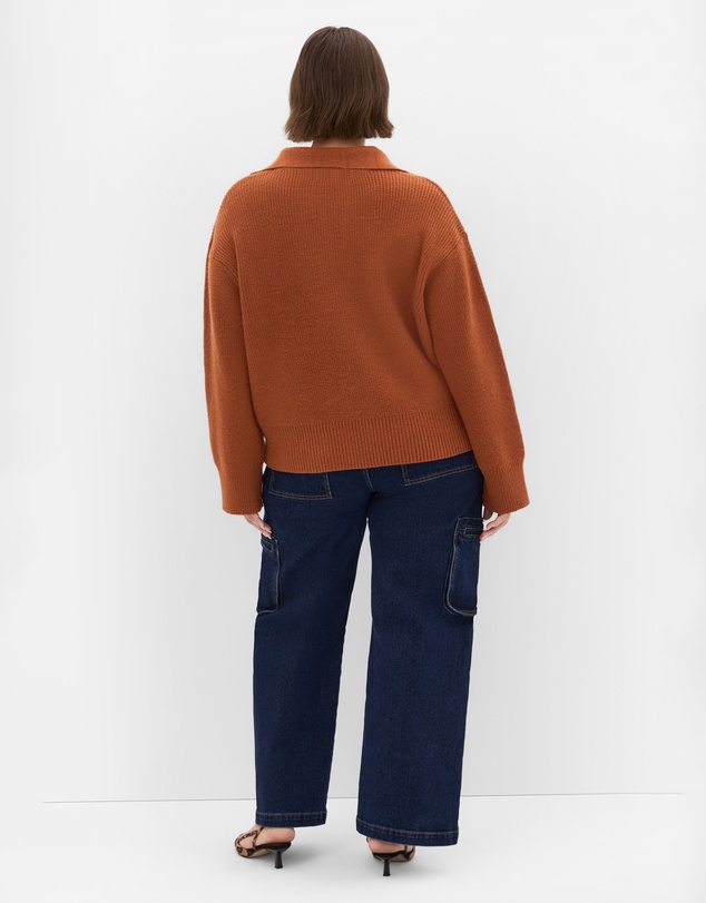 City Chic - Plus size Star Alley Collared Jumper - copper
