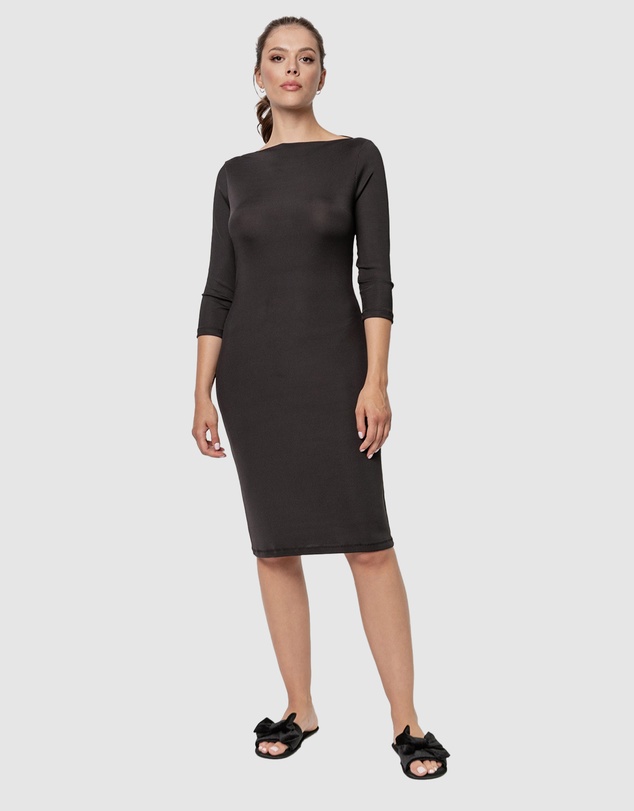 Oh!Zuza - Boat Neck Casual Ribbed Midi Dress