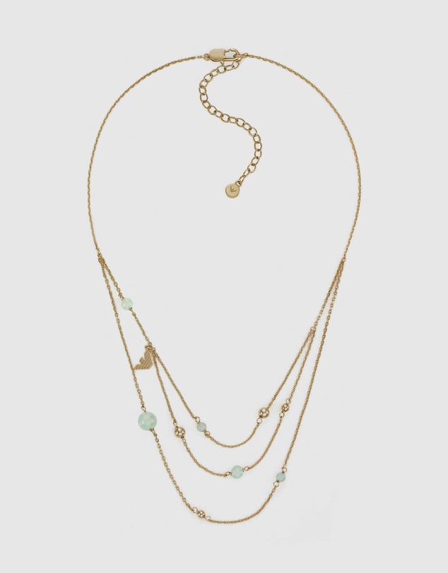 Emporio Armani - Gold-Tone Green Aventurine Multi-Chain Necklace