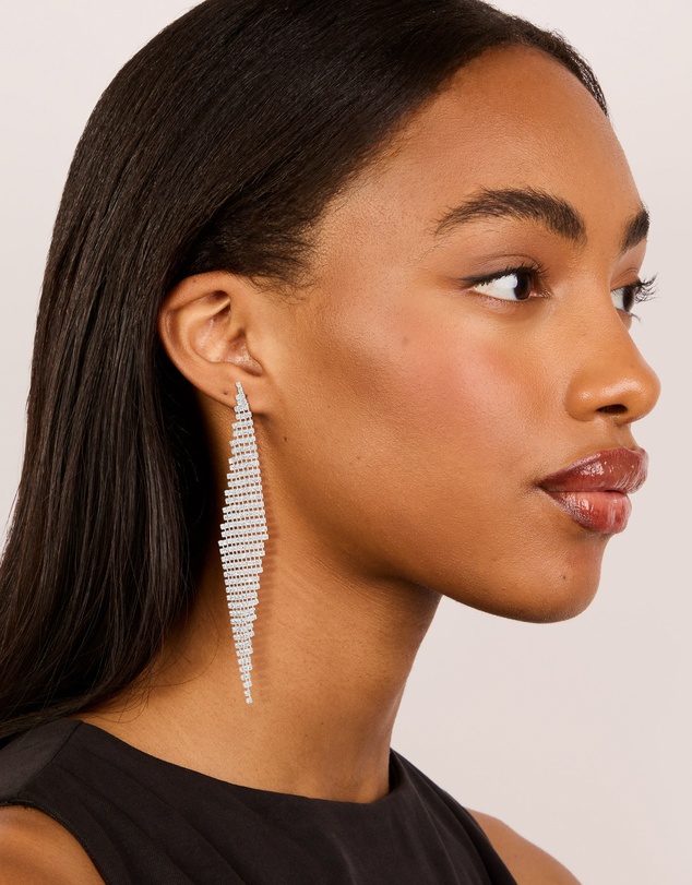 Lovisa - Silver Diamante Diamond Shaped Drop Earrings
