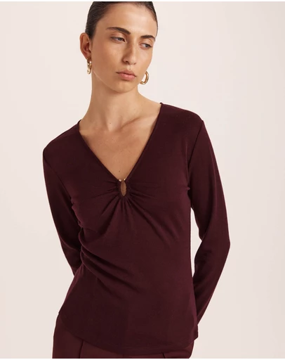 SABA - Coco Wool Ruched Long Sleeve Top