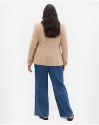 City Chic - Plus size Oxford Melton Jacket - caramel