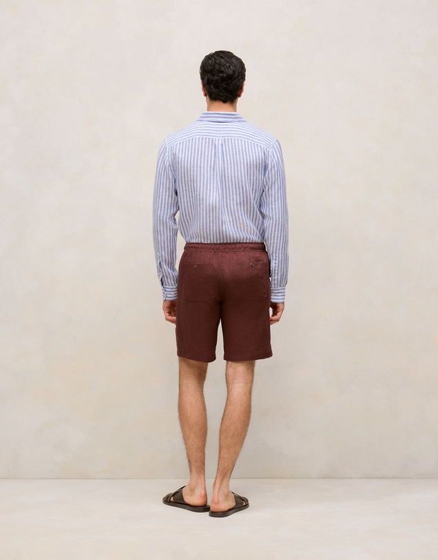 Trenery - Linen Patch Pocket Drawcord Short in Espresso