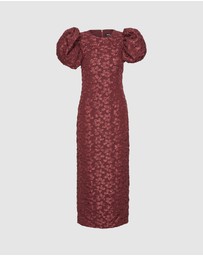 ROTATE - Jacquard Midi Puffy Dress