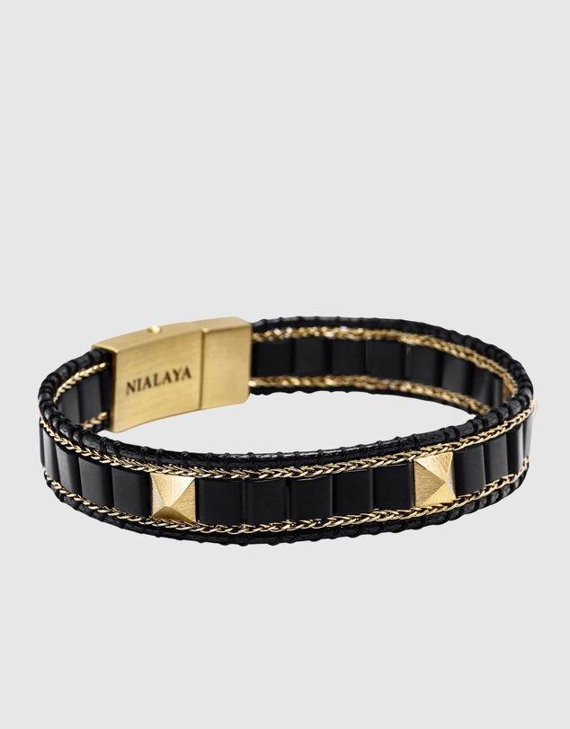 Nialaya Jewellery - Black Onyx Stud Bracelet