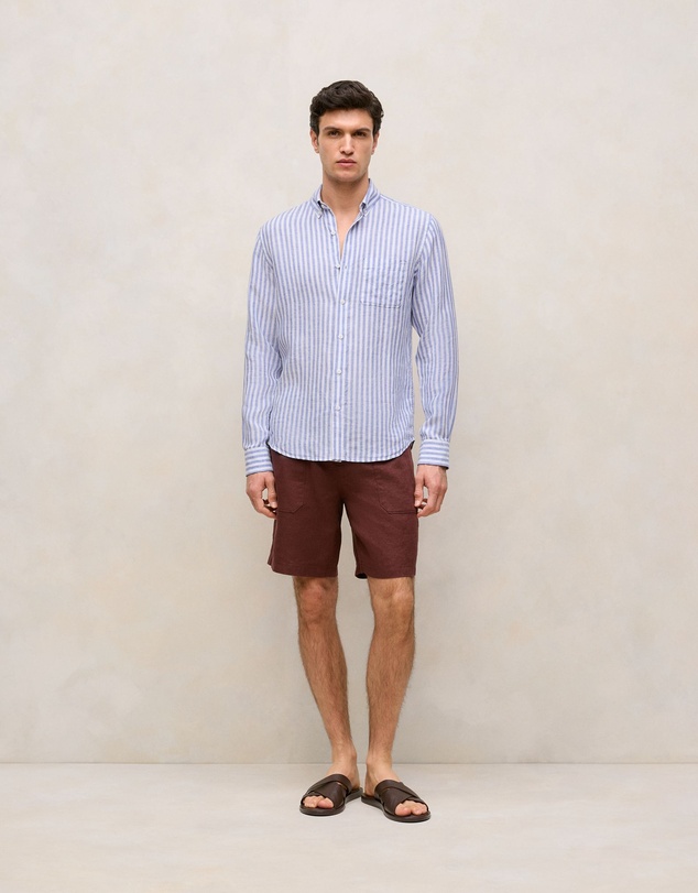 Trenery - Linen Patch Pocket Drawcord Short in Espresso