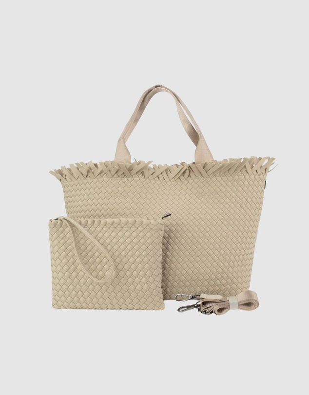 Chuchka - Woven Neoprene X-Large Beach Tote - Fringe Beige