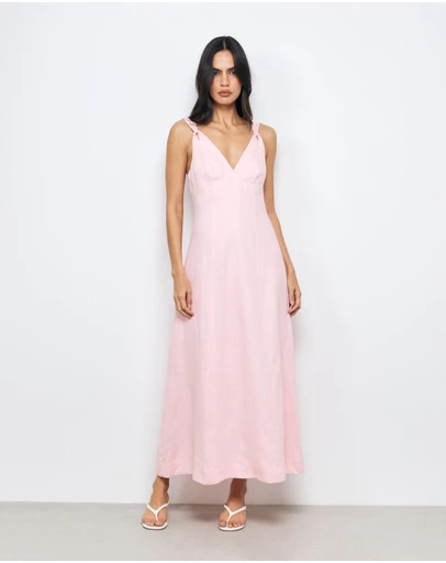 AERE - Helina Linen Midi Dress