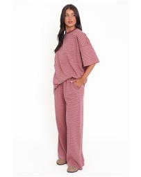 Petal & Pup - Wilda Knit Pant - Pink Red Stripe