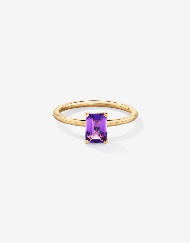 Michael Hill - Emerald Cut Amethyst Gemstone Ring in 10kt Yellow Gold